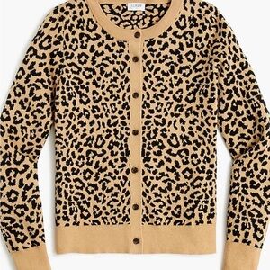 JCrew Womens Size Small Leopard Cardigan Sweater Office Business Career Animal
